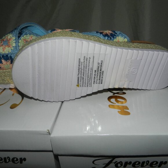 Forever Link Women's Phenomenal-67 Espadrilles Sandals Floral Blue🆕FAST😮‍💨⚡🚚 - Picture 10 of 16